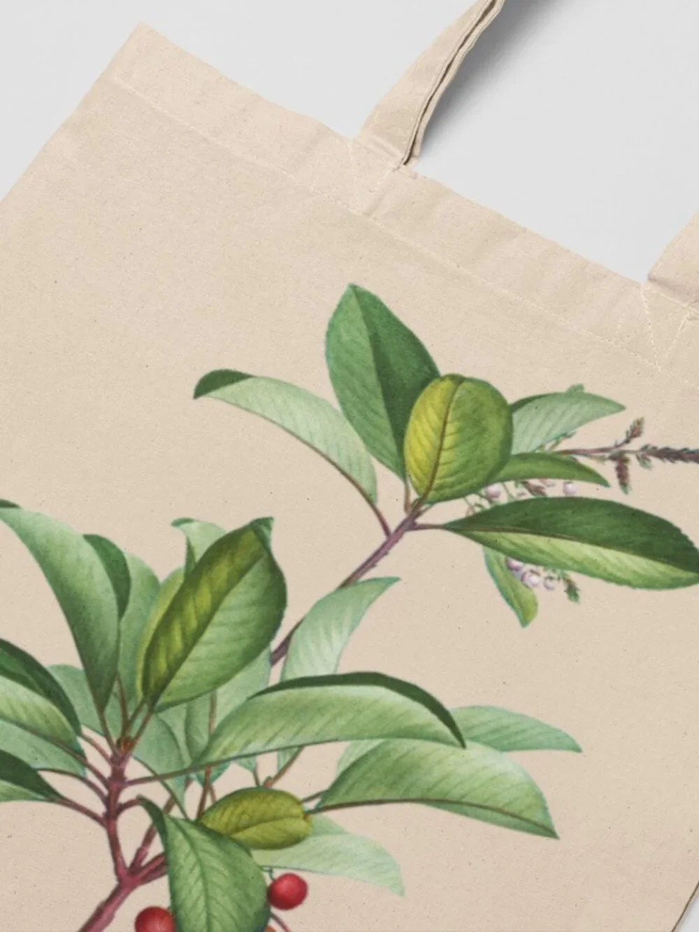 Greek Strawberry Tree Vintage Botanical Print Graphic Canvas Tote Bag
